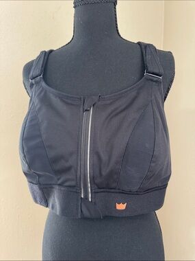 SHEFIT Black Front-Zip High-Impact Sports Bra
